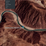 The map shows key locations in the area that will be immediately impacted by the Kamtok dam, including villages and monasteries, as well as the protest sites.